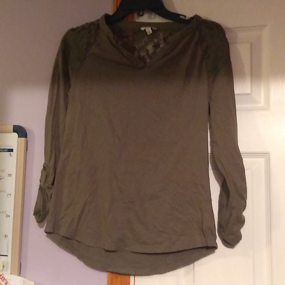 Olive green lace shirt